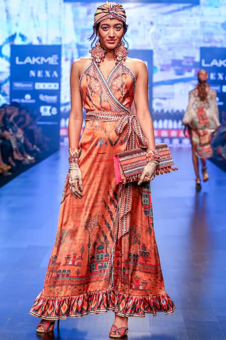 Rajdeep Ranawat Printed Wrap Dress 