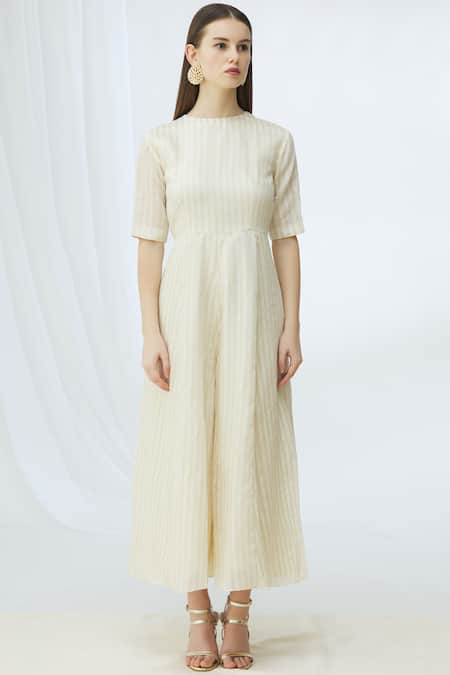 Shop_Vara By Vibha N Priti_White Munga Silk Embellished Jumpsuit With Cape_Online_at_Aza_Fashions