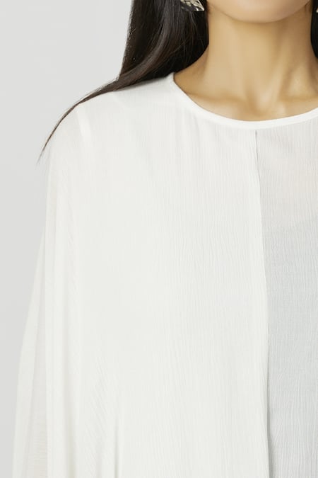 Neha Gursahani White Cotton Round Draped Midi Dress at Aza Fashions Neha Gursahani_White Cotton Round Draped Midi Dress _at_Aza_Fashions