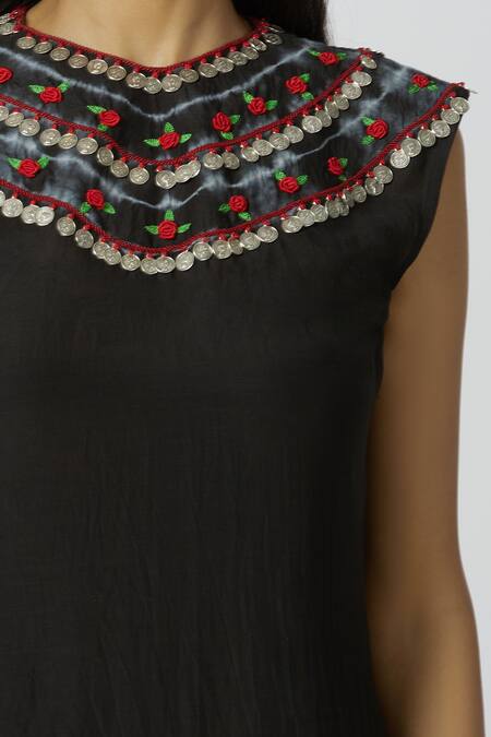 Neha Gursahani_Black Rayon, Voil Silk Round Tie Dye Maxi Dress _at_Aza_Fashions