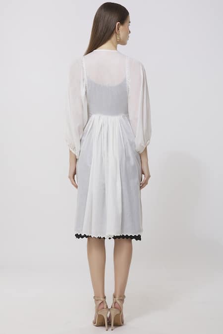 Shop_Neha Gursahani_Black Rayon, Cotton Mal Dress , Inner Midi _at_Aza_Fashions