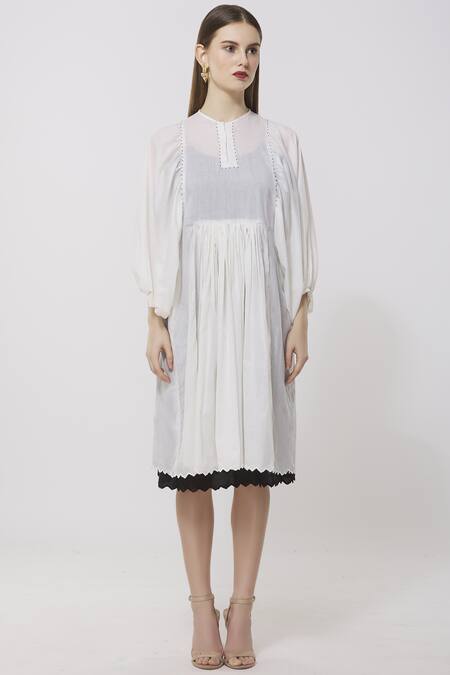 Buy_Neha Gursahani_Black Rayon, Cotton Mal Dress , Inner Midi _Online_at_Aza_Fashions