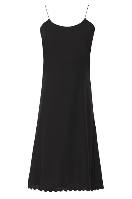 Shop_Neha Gursahani_Black Rayon, Cotton Mal Dress , Inner Midi _Online_at_Aza_Fashions