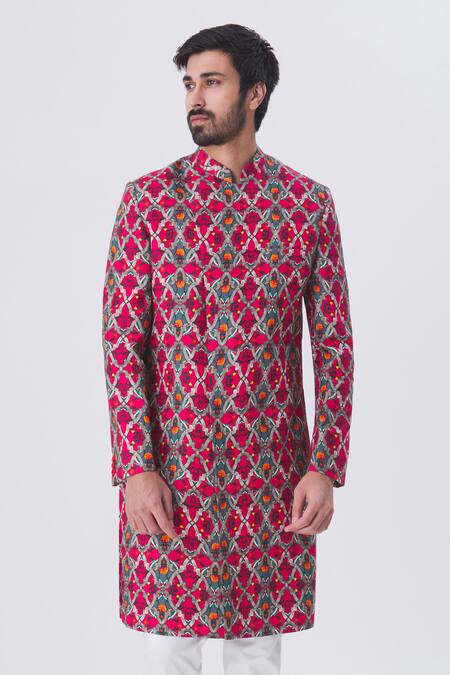 Mr. Ajay Kumar Overlap Printed Sherwani Set 