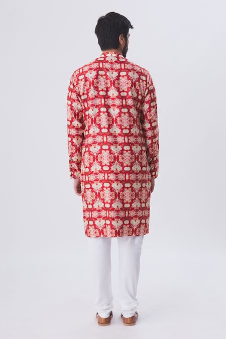 MR. Ajay Kumar Floral Motif Printed Kurta & Churidar Set 