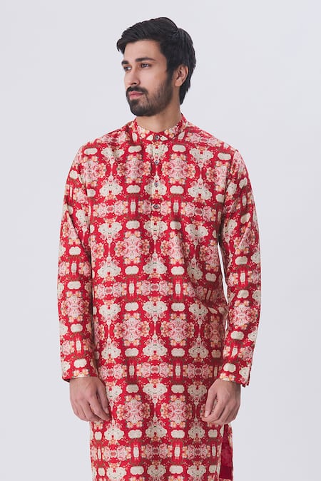 MR. Ajay Kumar Floral Motif Printed Kurta & Churidar Set 
