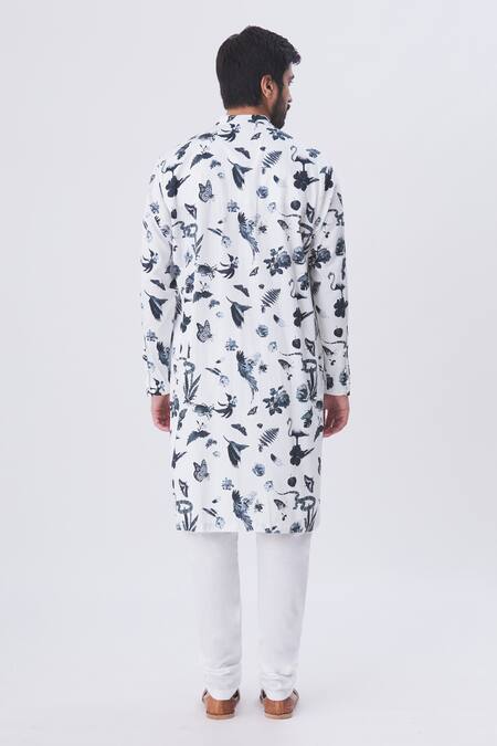 MR. Ajay Kumar Bird Motif Printed Kurta & Churidar Set 