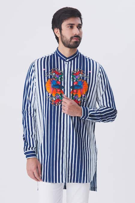 Mr. Ajay Kumar Striped High Low Shirt 