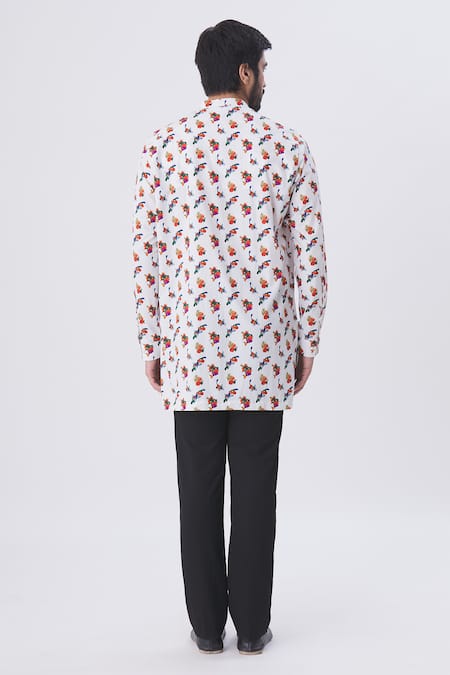 MR. Ajay Kumar Floral Print Mandarin Collar Shirt 