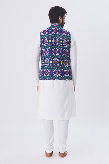 MR. Ajay Kumar Floral Motif Jaal Printed Nehru Jacket 