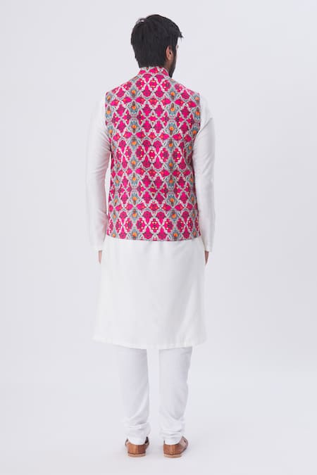 MR. Ajay Kumar Printed Linen Nehru Jacket 
