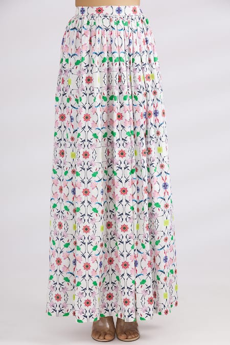 Shop MR. Ajay Kumar White Linen Maxi Skirt at Aza Fashions Shop_MR. Ajay Kumar_White Linen Maxi Skirt _at_Aza_Fashions