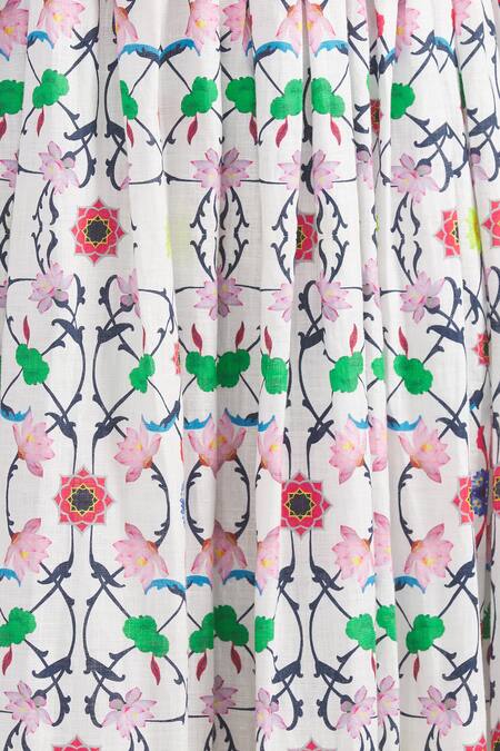 Shop MR. Ajay Kumar White Linen Maxi Skirt Online at Aza Fashions Shop_MR. Ajay Kumar_White Linen Maxi Skirt _Online_at_Aza_Fashions