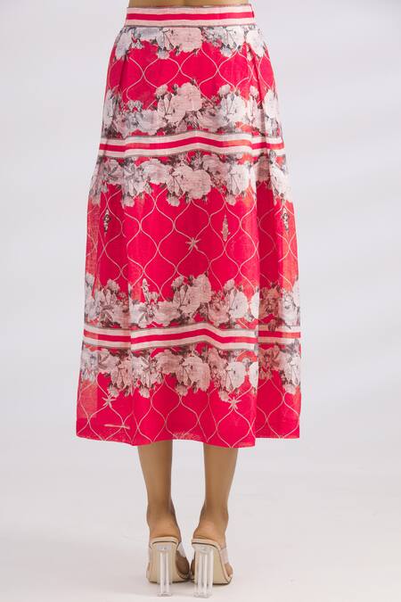 MR. Ajay Kumar Red Linen Silk Skirt Online at Aza Fashions MR. Ajay Kumar_Red Linen Silk Skirt _Online_at_Aza_Fashions