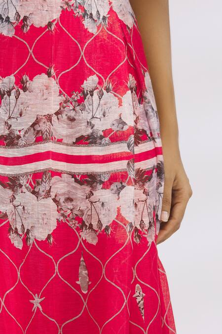 Buy MR. Ajay Kumar Red Linen Silk Skirt Online at Aza Fashions Buy_MR. Ajay Kumar_Red Linen Silk Skirt _Online_at_Aza_Fashions