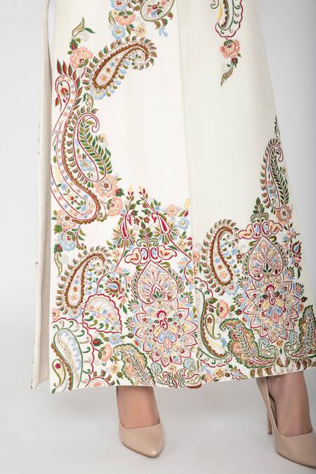 Shop_Varun Bahl_White Chinese Raw Silk Embellished Longline Jacket_Online_at_Aza_Fashions