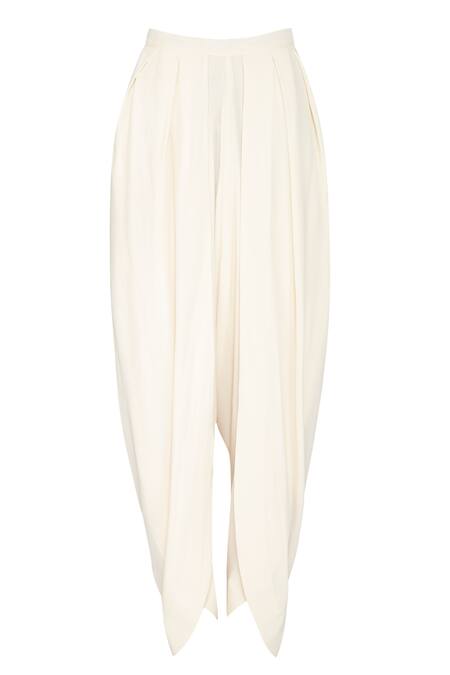 Shop_Varun Bahl_Yellow Rayon, Pure Georgette V Neck Embellished Kurta Dhoti Pant Set_Online_at_Aza_Fashions