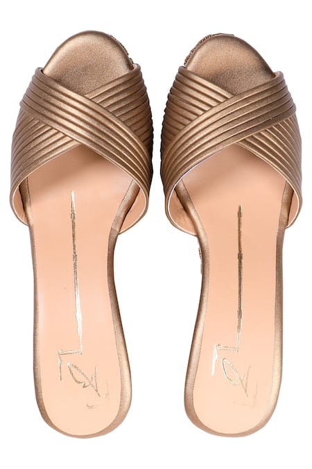 Shop_Nidhi Bhandari_Beige Beads Embroidered Wedges _at_Aza_Fashions