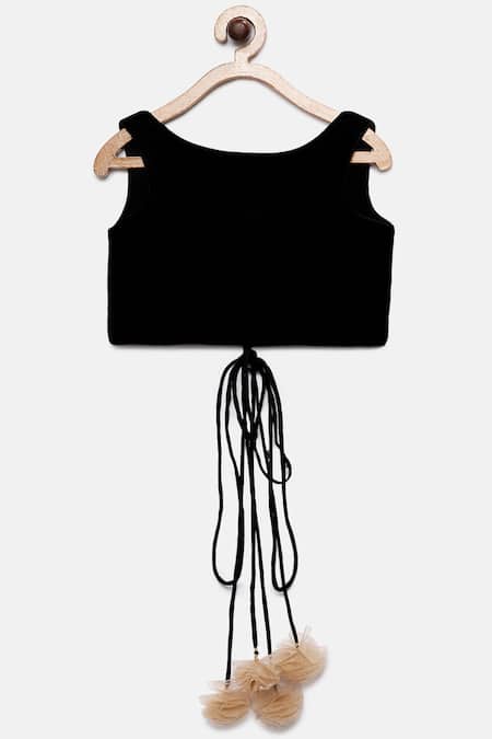 Shop Pinkcow designs pvt ltd Black Velvet, Taffeta Sequins, Ruffles, Embroidery Lehenga Set at Aza Fashions Shop_Pinkcow designs pvt ltd_Black Velvet, Taffeta Sequins, Ruffles, Embroidery Lehenga Set _at_Aza_Fashions