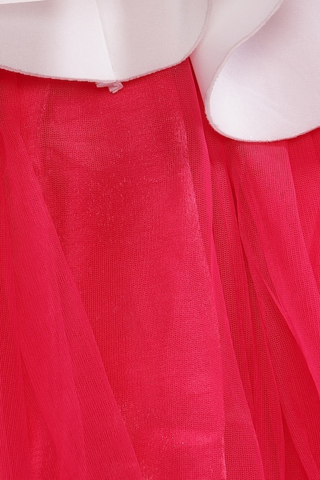 Buy_Pinkcow designs pvt ltd_White Net Ruffles, Embroidery Colorblock Dress _Online_at_Aza_Fashions