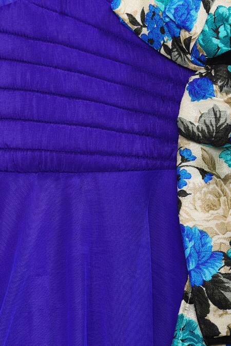 Pinkcow designs pvt ltd Blue Silk Bows Printed Gown Online at Aza Fashions Pinkcow designs pvt ltd_Blue Silk Bows Printed Gown _Online_at_Aza_Fashions