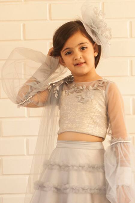 Shop Pinkcow designs pvt ltd Grey Brocade, Net Sequins, Embroidery Embellished Lehenga Set Online at Aza Fashions Shop_Pinkcow designs pvt ltd_Grey Brocade, Net Sequins, Embroidery Embellished Lehenga Set _Online_at_Aza_Fashions