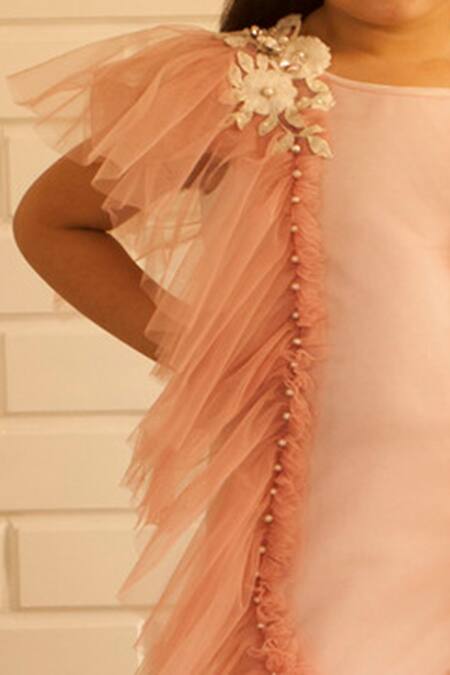 Shop Pinkcow designs pvt ltd White Net Embroidery Frill Mermaid Gown Online at Aza Fashions Shop_Pinkcow designs pvt ltd_White Net Embroidery Frill Mermaid Gown _Online_at_Aza_Fashions