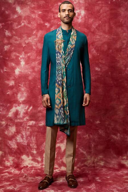 Qbik Green Kurta Cotton Viscose Draped Pant Set