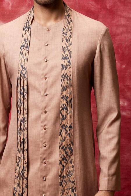 Qbik_Pink Kurta Cotton Viscose Layered Set _Online_at_Aza_Fashions