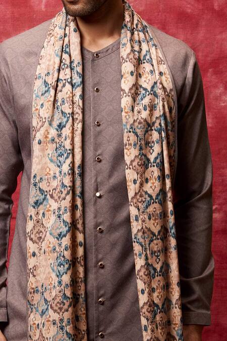 Qbik Grey Kurta Cotton Viscose Draped Pant Set Online at Aza Fashions Qbik_Grey Kurta Cotton Viscose Draped Pant Set _Online_at_Aza_Fashions