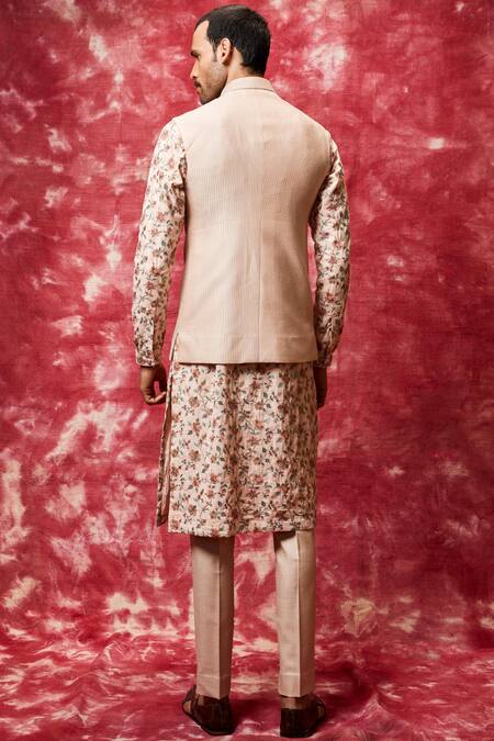 Shop Qbik Pink Cotton Silk Nehru Jacket Set at Aza Fashions Shop_Qbik_Pink Cotton Silk Nehru Jacket Set _at_Aza_Fashions