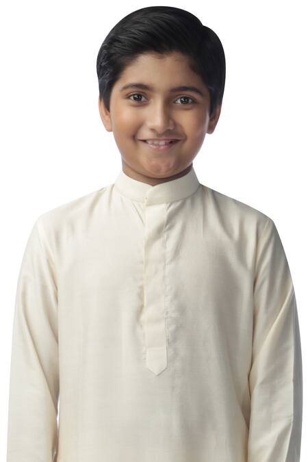 Buy_Kommal Sood_Cream Cotton, Silk Kurta Set_Online_at_Aza_Fashions