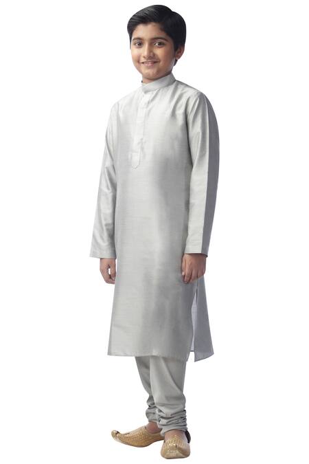 Kommal Sood_Gray Cotton, Silk Grey Kurta Set_Online_at_Aza_Fashions
