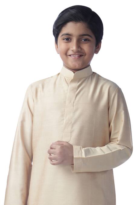 Buy_Kommal Sood_Beige Cotton, Silk Kurta Set_Online_at_Aza_Fashions