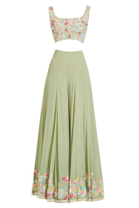 Buy Manish Malhotra Green Georgette Embroidered Cape Pant Set Online at Aza Fashions Buy_Manish Malhotra_Green Georgette Embroidered Cape Pant Set_Online_at_Aza_Fashions