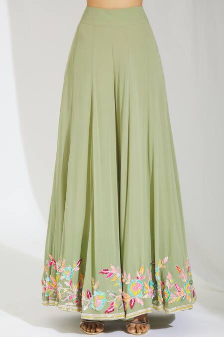 Shop Manish Malhotra Green Georgette Embroidered Cape Pant Set Online at Aza Fashions Shop_Manish Malhotra_Green Georgette Embroidered Cape Pant Set_Online_at_Aza_Fashions