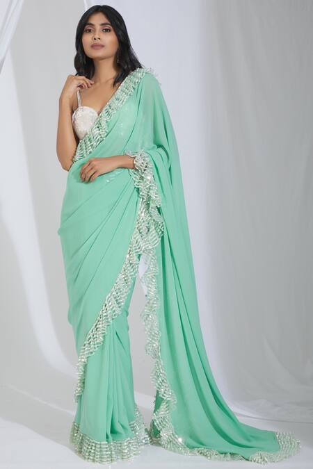 Manish Malhotra Green Ruffle Saree Online at Aza Fashions Manish Malhotra_Green Ruffle Saree_Online_at_Aza_Fashions