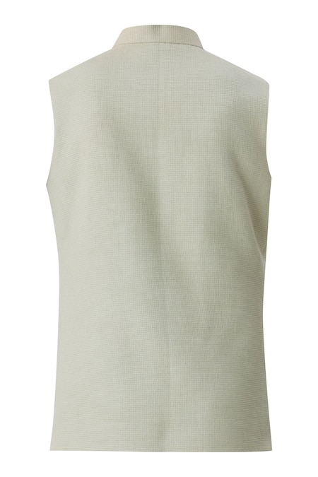 Buy_Gaurav Katta_Green Cotton Woven Nehru Jacket _Online_at_Aza_Fashions