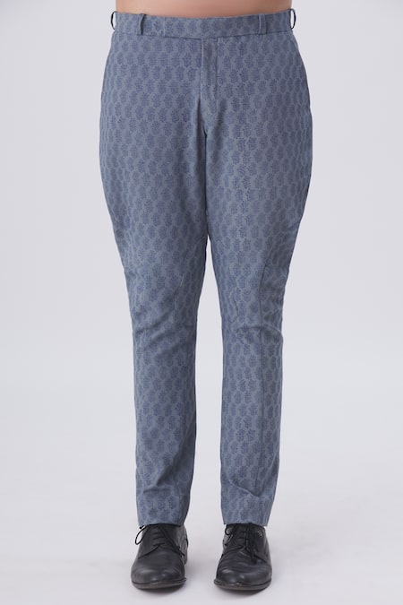 Shop Gaurav Katta Grey Cotton Block Print Jodhpuri Pants at Aza Fashions Shop_Gaurav Katta_Grey Cotton Block Print Jodhpuri Pants _at_Aza_Fashions