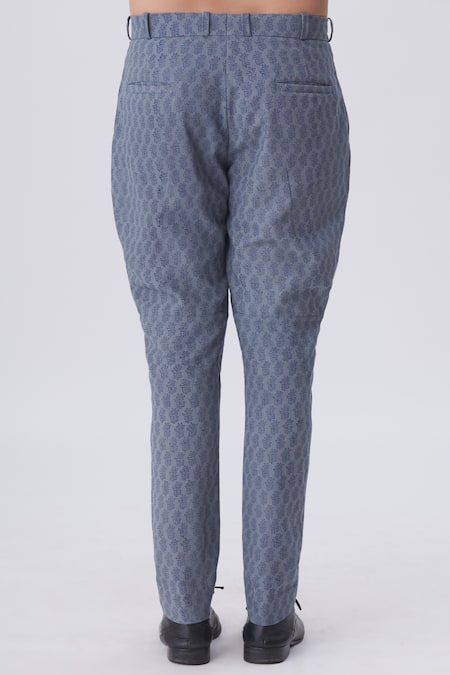 Block printed, wide legged cotton trousers, at Transcend