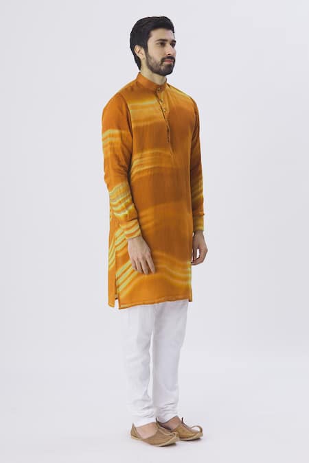 Gaurav Katta Brown Silk Chanderi Kurta Online at Aza Fashions Gaurav Katta_Brown Silk Chanderi Kurta _Online_at_Aza_Fashions