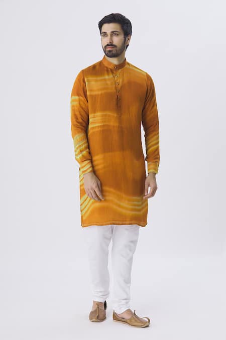 Shop Gaurav Katta Brown Silk Chanderi Kurta Online at Aza Fashions Shop_Gaurav Katta_Brown Silk Chanderi Kurta _Online_at_Aza_Fashions