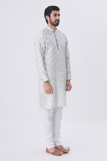 Gaurav Katta_Grey Silk Chanderi Kurta _Online_at_Aza_Fashions