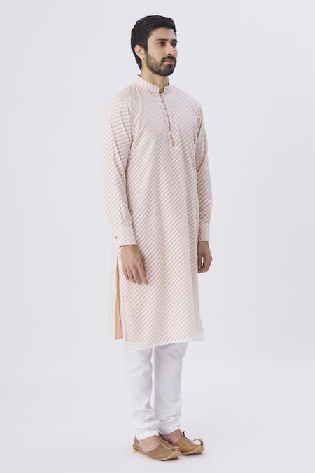 Gaurav Katta_Pink Organza Silk Chanderi Kurta _Online_at_Aza_Fashions
