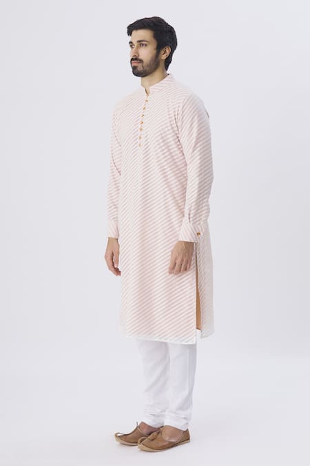 Buy_Gaurav Katta_Pink Organza Silk Chanderi Kurta _Online_at_Aza_Fashions