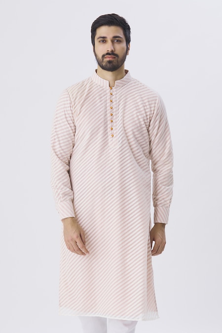 Gaurav Katta Pink Organza Silk Chanderi Kurta