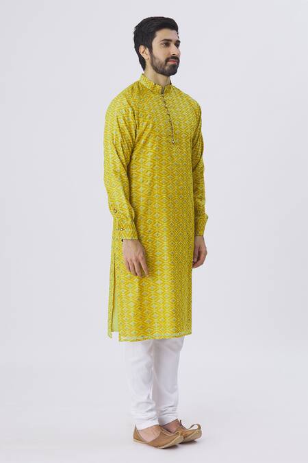 Gaurav Katta Green Silk Kurta Online at Aza Fashions Gaurav Katta_Green Silk Kurta _Online_at_Aza_Fashions