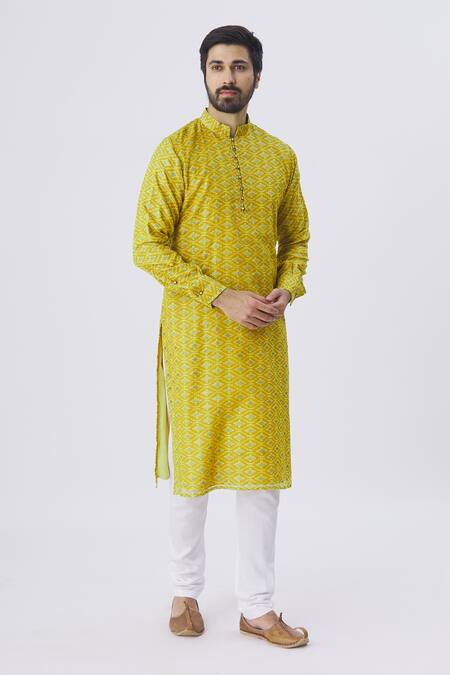 Shop Gaurav Katta Green Silk Kurta Online at Aza Fashions Shop_Gaurav Katta_Green Silk Kurta _Online_at_Aza_Fashions