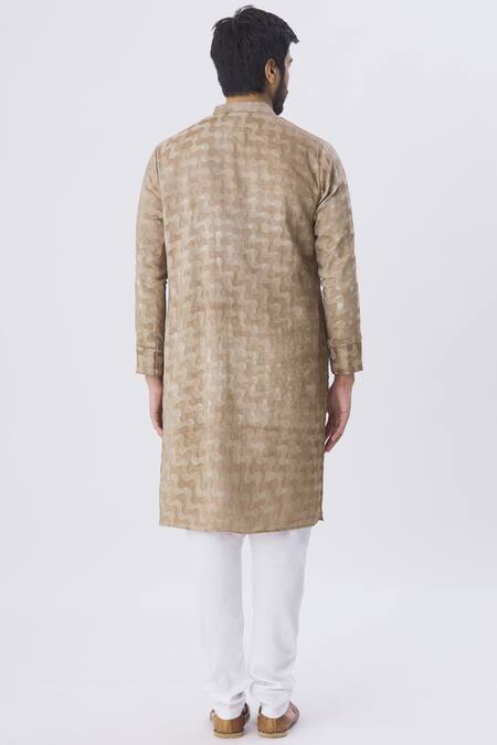 Shop Gaurav Katta Brown Textured Silk Kurta at Aza Fashions Shop_Gaurav Katta_Brown Textured Silk Kurta_at_Aza_Fashions