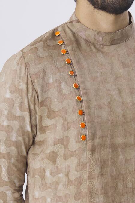 Gaurav Katta Brown Textured Silk Kurta at Aza Fashions Gaurav Katta_Brown Textured Silk Kurta_at_Aza_Fashions